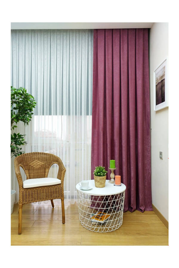 Crown Rose Plain Pleated Soft Background Curtain 1/3 Tight Pleat Single Wing - 9