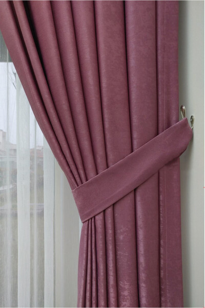 Crown Rose Plain Pleated Soft Background Curtain 1/3 Tight Pleat Single Wing - 12