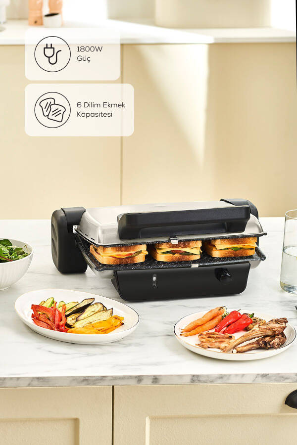 Crust Grill Toast Grill and Toaster Machine 6 Slice Matte Cream - 9