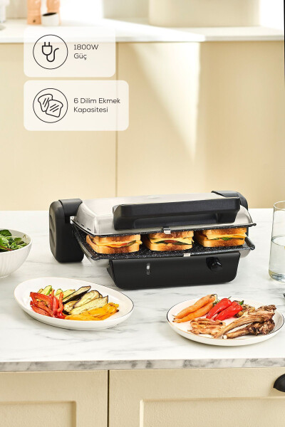 Crust Grill Toast Grill and Toaster Machine 6 Slice Matte Cream - 1