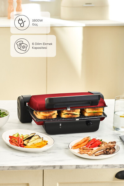 Crust Grill Toast Grill and Toaster Machine 6 Slice Red - 9