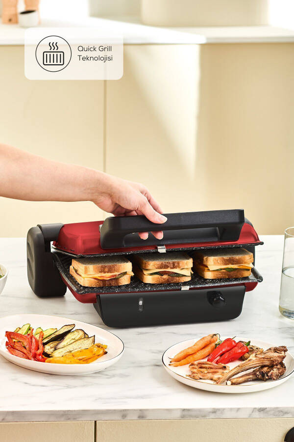 Crust Grill Toast Grill and Toaster Machine 6 Slice Red - 3