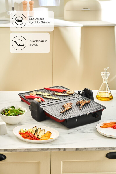 Crust Grill Toast Grill and Toaster Machine 6 Slice Red - 4