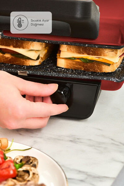 Crust Grill Tost Grili va Toaster Mashinasi 6 Tilim Qizil - 13