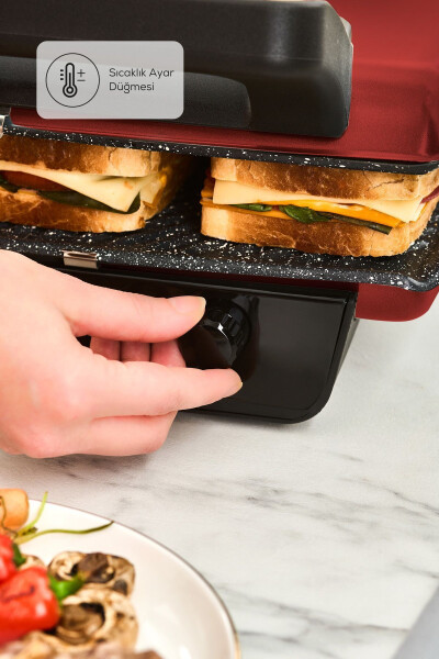 Crust Grill Tost Grili va Toaster Mashinasi 6 Tilim Qizil - 5