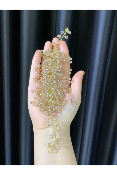 Crystal Beaded Bridal Wedding Henna Engagement Nikah Crown - 8