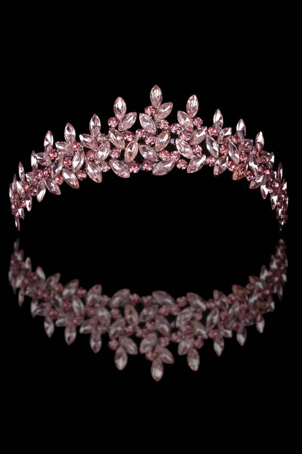 Crystal Stone Bridal Henna Crown Women's Special Bridal Wedding Crown Pink - 8