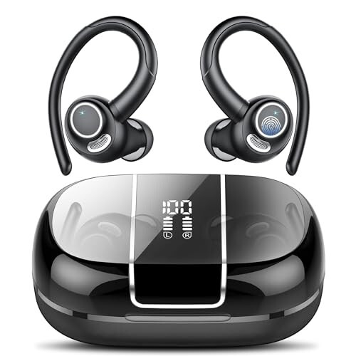 Csasan Headphones Wireless Earbuds Sport, Bluetooth 5.3 Over Ear Buds Stereo Deep Bass Headset with Earhooks, 48H Wireless Earphones with HD Mic, IP7 Waterproof Earbud for Sports/Running/Workout - 1