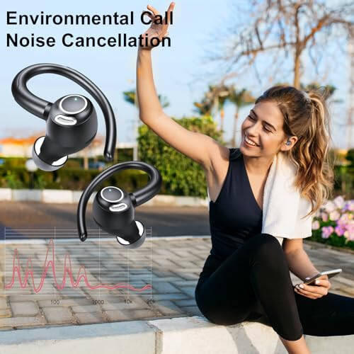 Csasan Headphones Wireless Earbuds Sport, Bluetooth 5.3 Over Ear Buds Stereo Deep Bass Headset with Earhooks, 48H Wireless Earphones with HD Mic, IP7 Waterproof Earbud for Sports/Running/Workout - 4