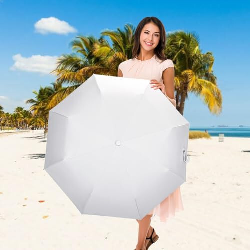 Cuby UV Sun Umbrella Compact Folding Travel Umbrella Auto Open and Close for Windproof, Rainproof & 99% UV Protection Parasol with Black Anti-UV Coating - 4