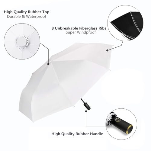 Cuby UV Sun Umbrella Compact Folding Travel Umbrella Auto Open and Close for Windproof, Rainproof & 99% UV Protection Parasol with Black Anti-UV Coating - 7