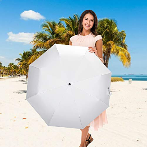 Cuby UV Sun Umbrella Compact Folding Travel Umbrella Auto Open and Close for Windproof, Rainproof & 99% UV Protection Parasol with Black Anti-UV Coating - 8