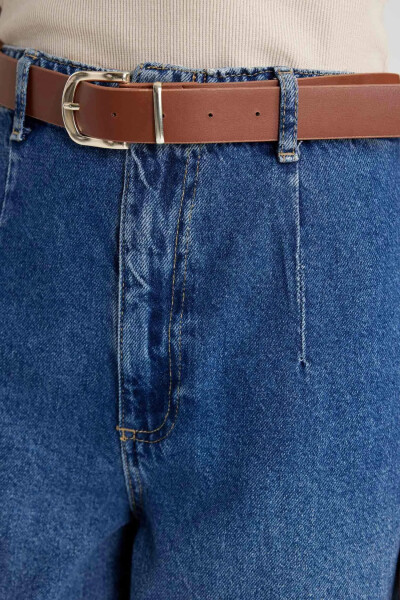 Culotte Yüksek Bel Bilek Boy Geniş Paça Jean Pantolon Mint Mavi - 10