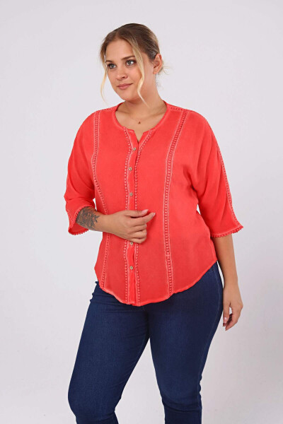 Cupped Plus Size Washable Shirt Coral - 1