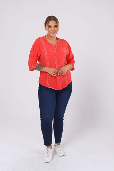 Cupped Plus Size Washable Shirt Coral - 2