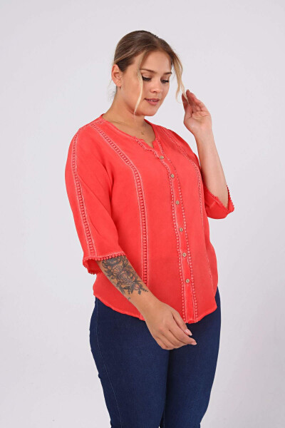 Cupped Plus Size Washable Shirt Coral - 3