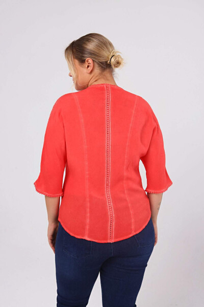 Cupped Plus Size Washable Shirt Coral - 4