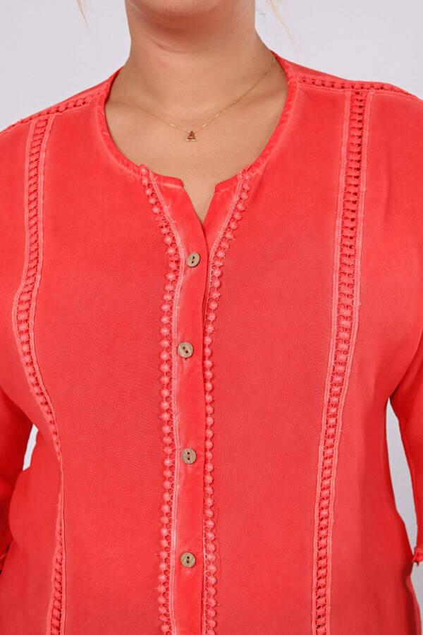 Cupped Plus Size Washable Shirt Coral - 5