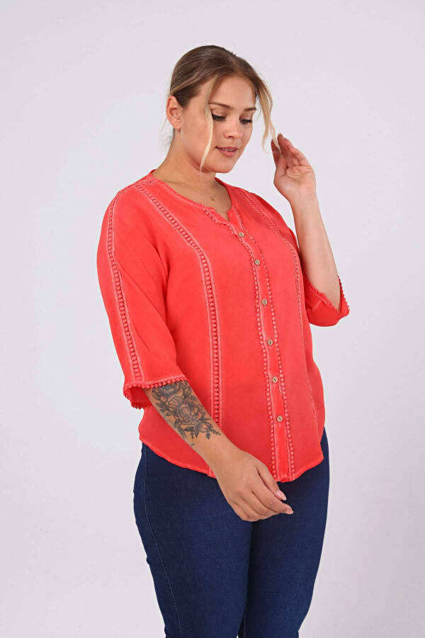 Cupped Plus Size Washable Shirt Coral - 8