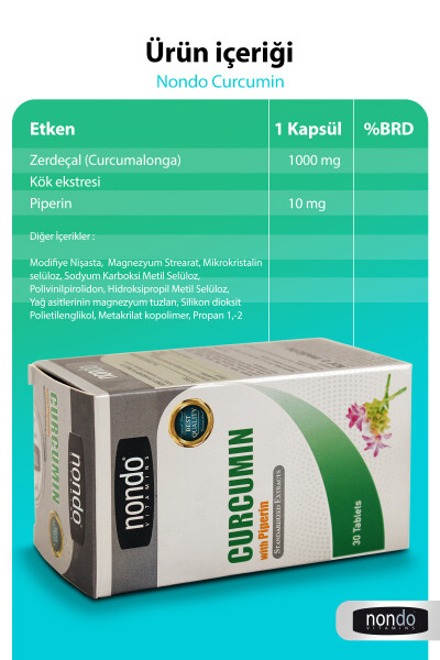 Curcumin Zerdaçal Ekstresi 30 Kapsül (KURKUMİN, PİPERİN) - 7