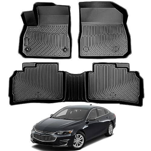 Custom Fit Rubber Mats for 2016-2023 Chevy Malibu Models Floor Mats and Cargo Liner Full Set Includes 1st and 2nd Rows Maximum Coverage, All Weather, Laser Measured TPE Rubber Protection Mat Car Mats - 1