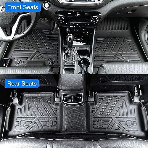 Custom Fit Rubber Mats for 2016-2023 Chevy Malibu Models Floor Mats and Cargo Liner Full Set Includes 1st and 2nd Rows Maximum Coverage, All Weather, Laser Measured TPE Rubber Protection Mat Car Mats - 2