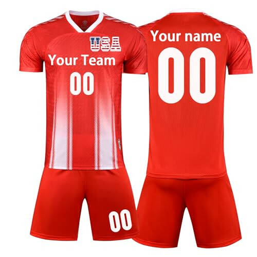 Custom Jersey Soccer with any Logo Name Number Youth Mens Soccer Jersey Soccer Shirt and Shorts for Boys Kids Adults - 8