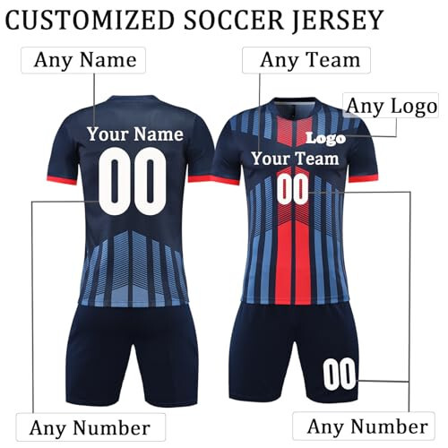 Custom Soccer Jersey for Kids Soccer Uniform Kits for Men Women with Name Team Logo Number - 3