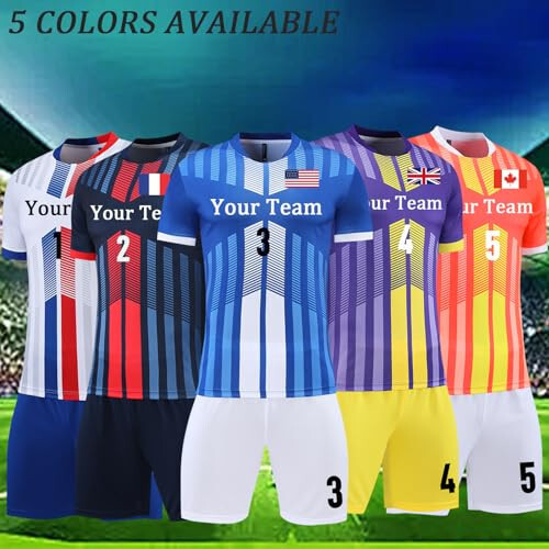 Custom Soccer Jersey for Kids Soccer Uniform Kits for Men Women with Name Team Logo Number - 5