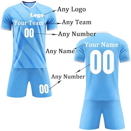 Custom Soccer Jersey Kids Adults Personalized Soccer Uniform with Team Name Number Logo - 3