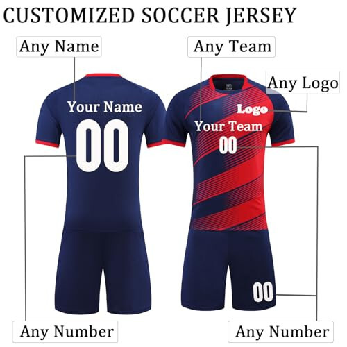 Custom Soccer Jerseys for Kids Boys Girls Personalized Soccer Uniform Soccer Shirt Shorts for Men Women with Name Number Logo - 2