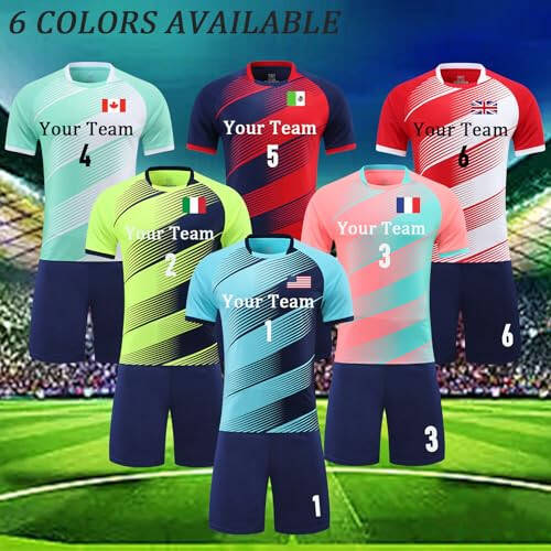 Custom Soccer Jerseys for Kids Boys Girls Personalized Soccer Uniform Soccer Shirt Shorts for Men Women with Name Number Logo - 5