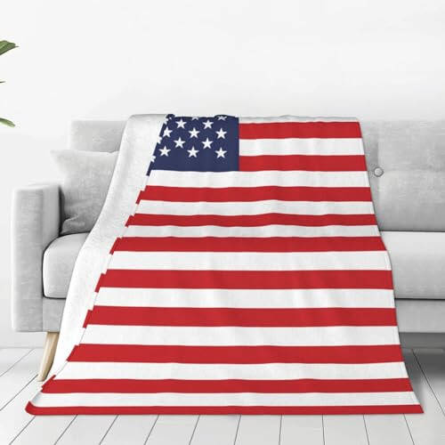 Cute American Flag Blankets Soft Comfy Flannel Blanket Throws 60