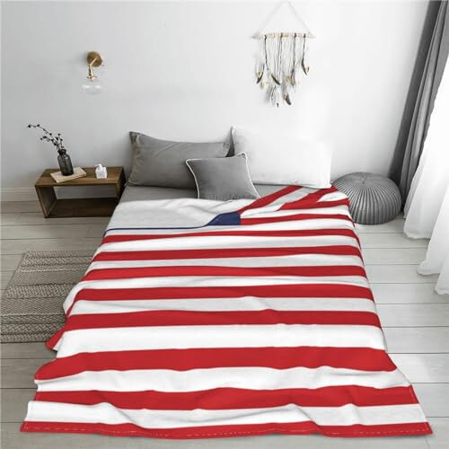 Cute American Flag Blankets Soft Comfy Flannel Blanket Throws 60