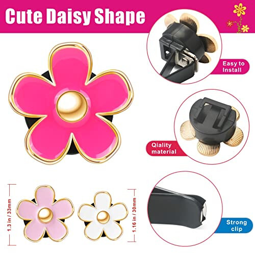 Cute Pink Car Decor Accessories for Women Teens, 6pcs Car Scent Air Fresheners Vent Clips, Girly Daisy Flower Decorations Interior Aesthetic Things Car Perfume Stuff Christmas Gifts for Her Mom Girl - 4