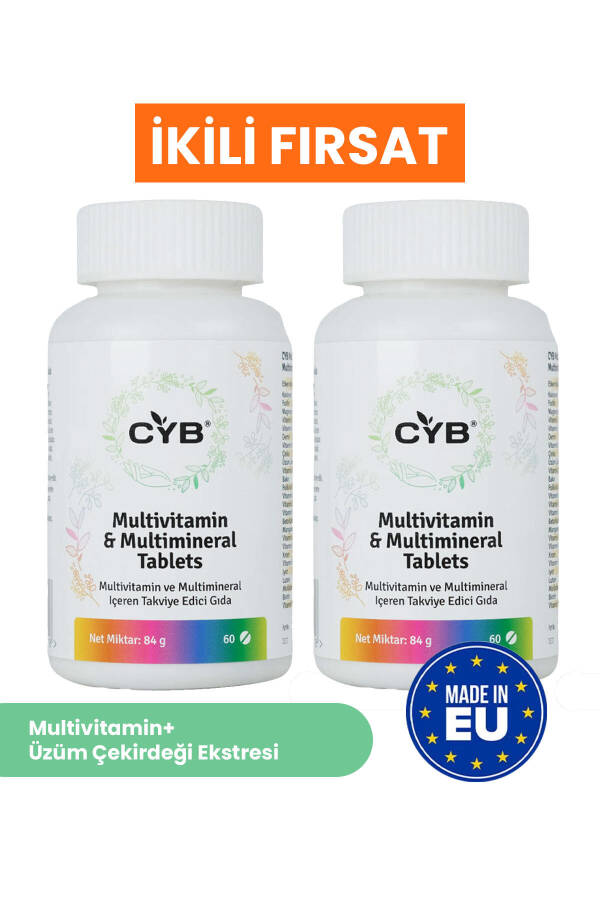 CYB MULTIVİTAMİN VE MİNERAL - EXTRA GÜÇLÜ 60 Tablet 2'li Fırsat - 1