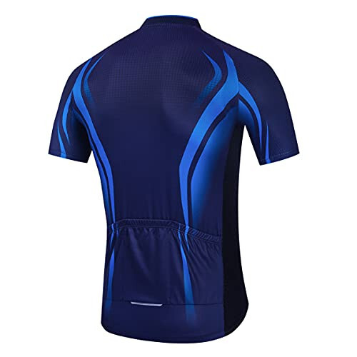 Cycling Jersey Men Bike Top Cycle Shirt Pockets Road Bicycle Clothing MTB Mountain Uniform Team Blouse Short Sleeve Quick Dry Biking Blue S - 2