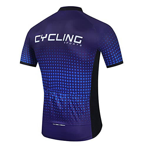 Cycling Jersey Men Bike Top Cycle Shirt Pockets Road Bicycle Clothing MTB Mountain Uniform Team Blouse Short Sleeve Quick Dry Purple XXXL - 2