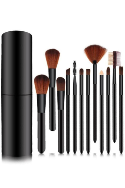 Cylinder Makeup Brush Set Black - 5