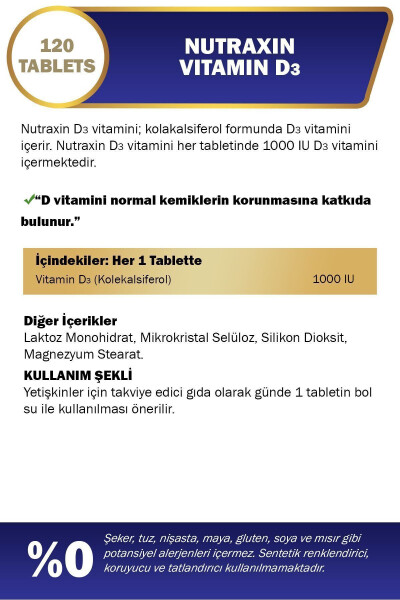 D3 Vitamini 120 Tablet - 1 000 IU - 5