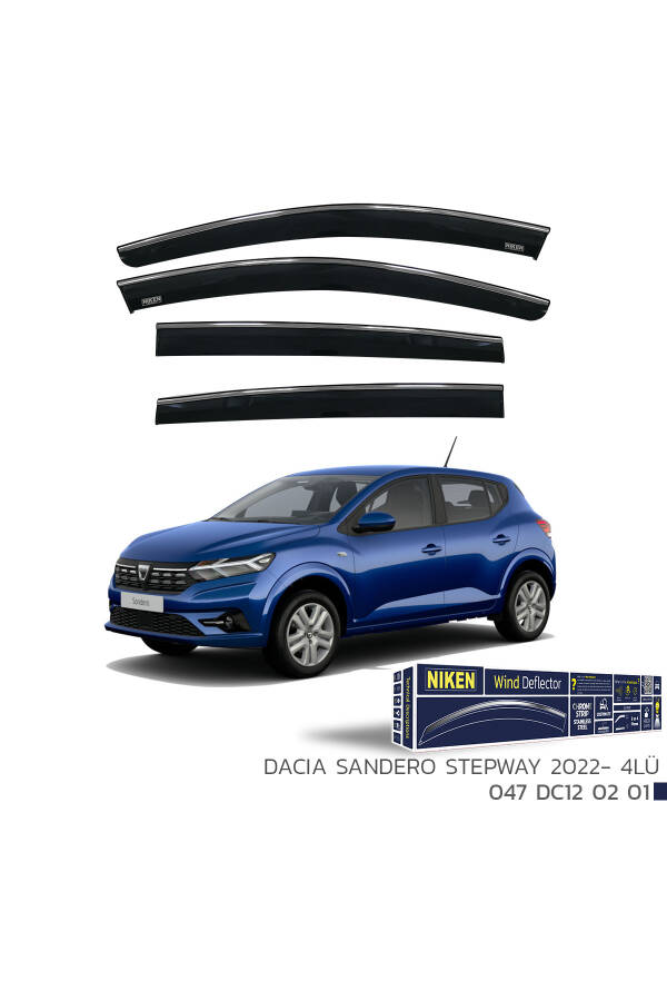 Dacia Sandero Stepway 2022 Sonrası Uyumlu Kromlu Cam Rüzgarlığı 4'lü - 1