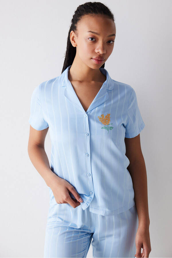 Dahlia Satin Light Blue Pajama Set - 12