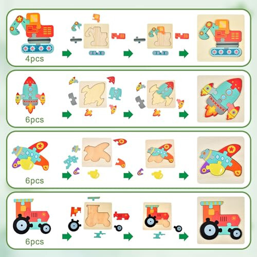 Dahuniu Bebek Bulmacaları 2-4 Yaş, 1-3 Yaş Çocuklar İçin 8 Ahşap Bulmaca - Montessori Oyuncak, Paskalya Sepeti Doldurma Malzemeleri, Eğitim Bloklar, Doğum Günü Hediyesi - 3