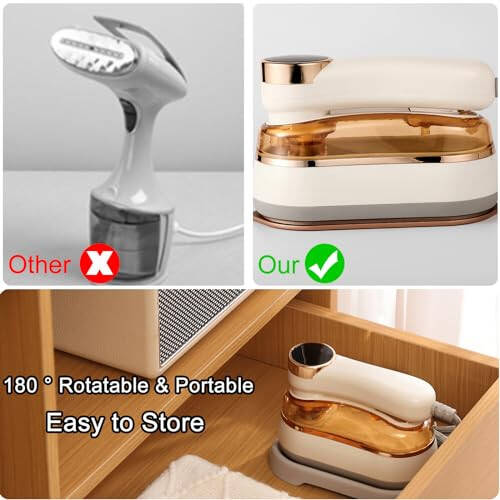 Dailatu 1200W Handheld Steamer Iron for Clothes Travel, 180° Rotating Portable Mini Travel Iron with Steamer, 2 in 1 Dry and Wet Plancha a Vapor Para Ropa Portatil - 4