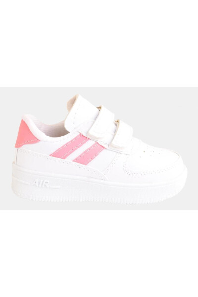 Daily Unisex Kids Striped White Sneaker Velcro Lightweight Comfortable Sports Shoes - 1