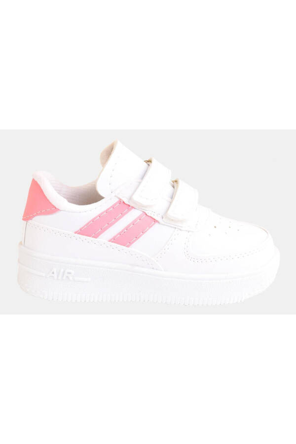 Daily Unisex Kids Striped White Sneaker Velcro Lightweight Comfortable Sports Shoes - 1