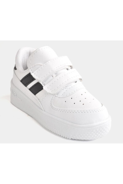 Daily Unisex Kids Striped White Sneaker Velcro Lightweight Comfortable Sports Shoes - 1