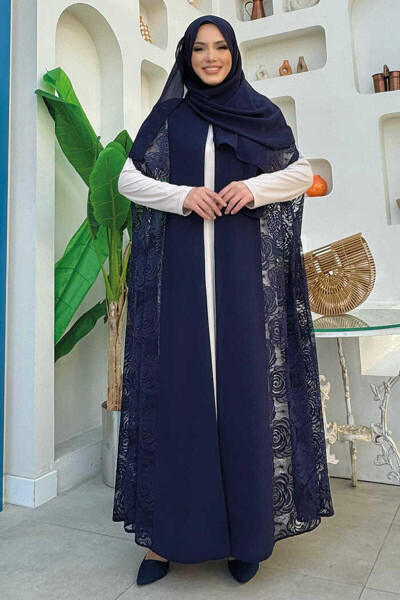 Dantel Abaya 7884 Ko'k - 1