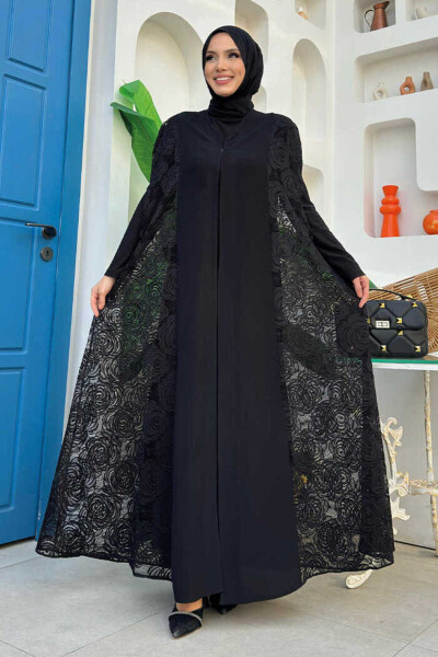 Dantel Abaya 7884 Qora - 1