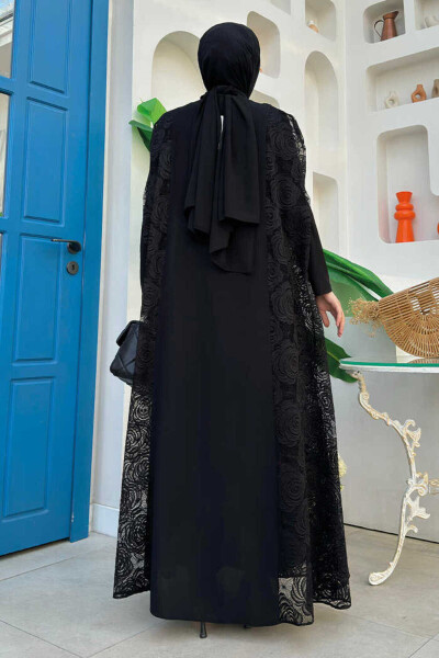 Dantel Abaya 7884 Qora - 2